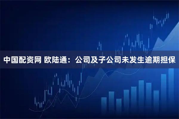 中国配资网 欧陆通：公司及子公司未发生逾期担保